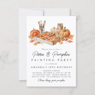 Pizza & Peinture Citrouille Invitation Halloween