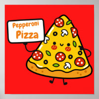 Pizza pepperoni personnalisé coloré mignon poster