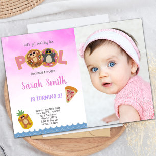 Pizza Pool Invitations Anniversaire avec photo