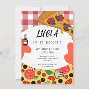 Pizza Slice 1er Invitation anniversaire