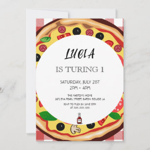 Pizza Slice 1er Invitation anniversaire