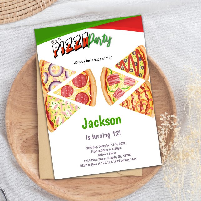 Pizza Slice Invitation Anniversaire (Slices Pizza Birthday Invitations)