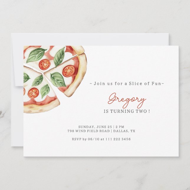 Pizza Slice of Fun Birthday Invitation (Devant)