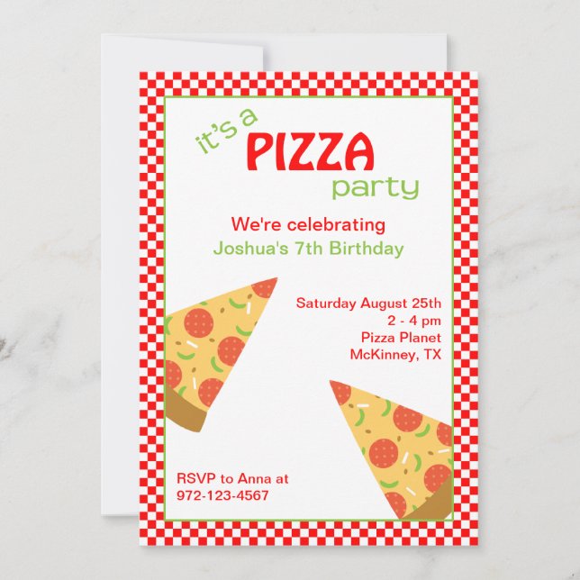 Pizza Slices Anniversaire Fête Invitations (Devant)