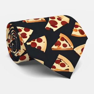 Pizza Slices Cravate noir - Cravate humoristique