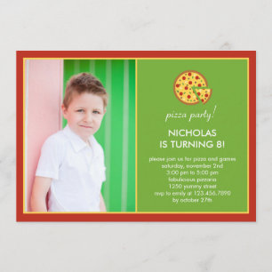 Pizza Slices Photo Invitation d'anniversaire