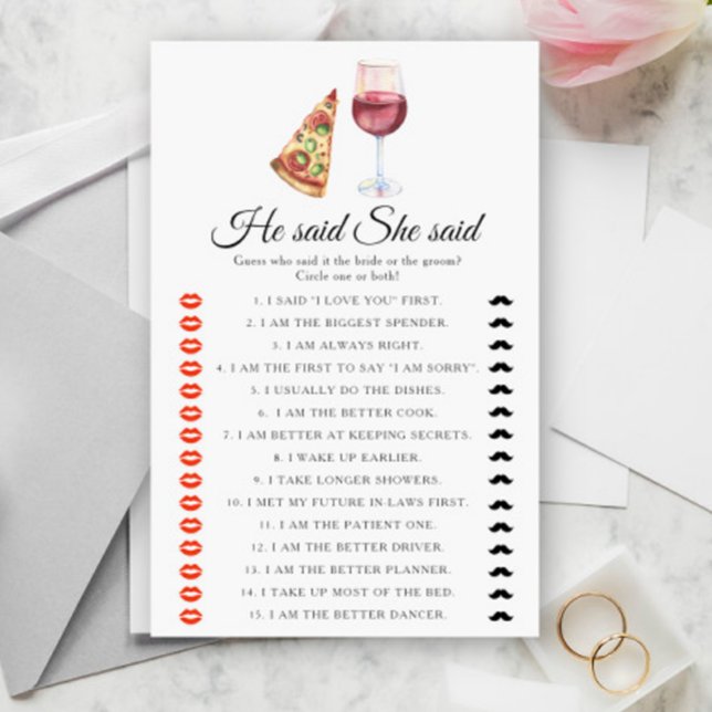 Pizza Wine Bridal shower He said she said (Créateur téléchargé)