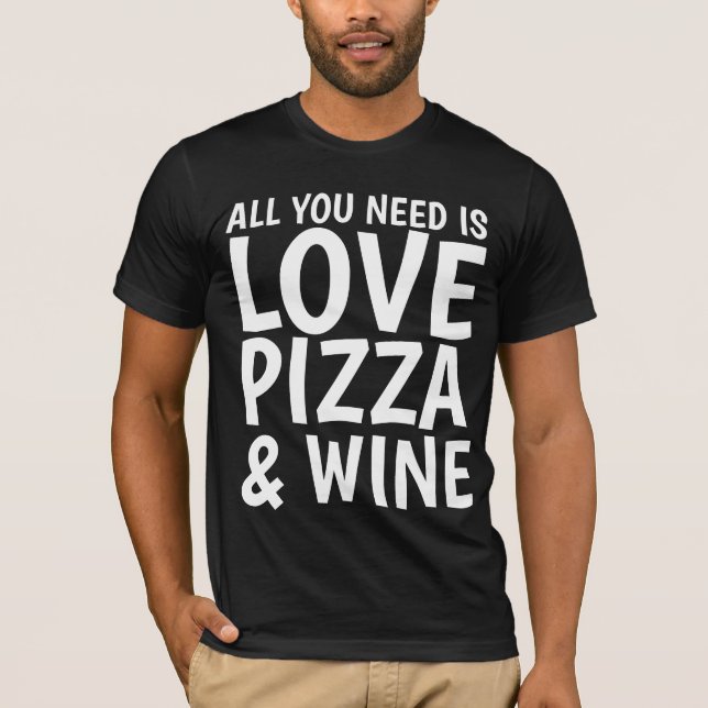 PIZZA WINE LOVE Drôle T-shirts (Devant)