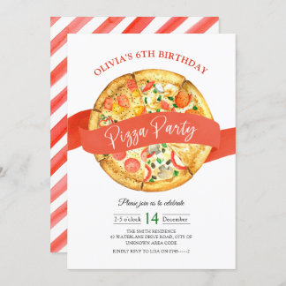 Pizzeria Pizza Anniversaire de enfant Invitation