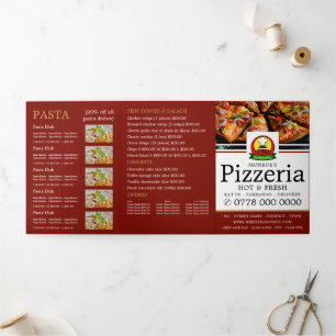 Pizzeria Restaurant, Pizzeria Menu Flyer Tri-Fold