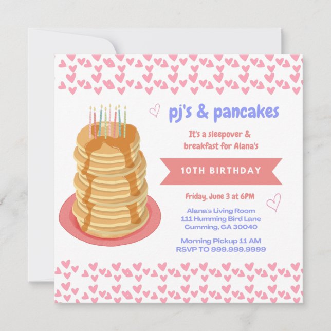 PJ et Pancakes Sleepover Invitations d'anniversair (Devant)
