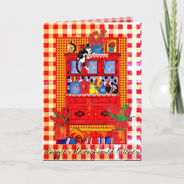 Placard démodé de cuisine avec la carte de note de (Devant)