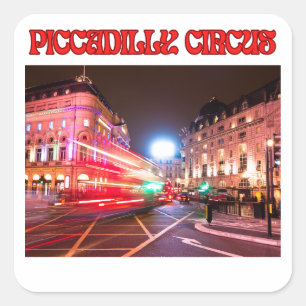 Place Piccadilly Circus Autocollant Carré Fond Bla