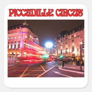 Place Piccadilly Circus Autocollant Carré Fond Bla