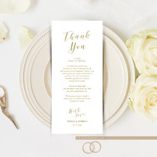 Place Setting Merci, carte de script moderne Gold