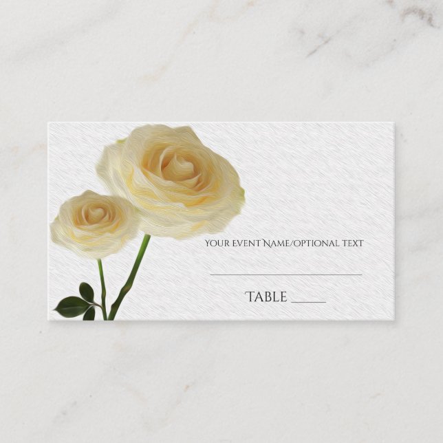 Placement 2 Roses peintes en blanc Carte élégante de placeme (Devant)