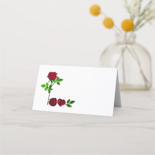 Placement AMOUR - Carte de Repas Rose Peinte à la Main Roman