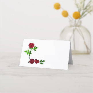 Placement AMOUR - Carte de Repas Rose Peinte à la Main Roman