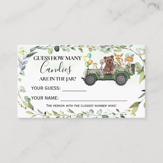 Placement Animaux de bois Combien de bonbons carte Baby show (Devant)