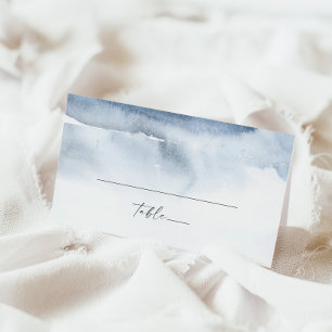 Placement Aquarelle moderne Carte de Mariage plié bleu