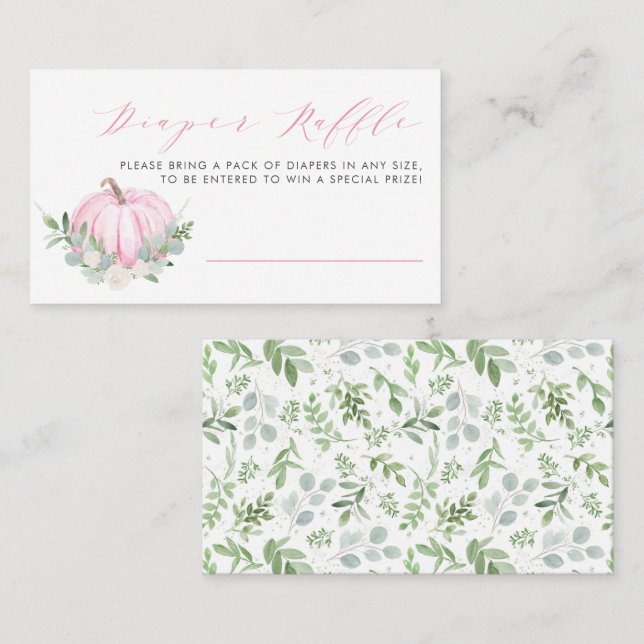 Placement Baby shower de chute rose Citrouille  rabat carte (Devant / Derrière)