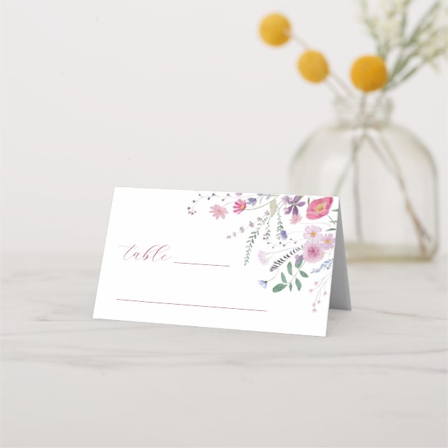 Placement Baptême fleur sauvage Plié Carte de Place (Devant)