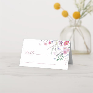 Placement Baptême fleur sauvage Plié Carte de Place