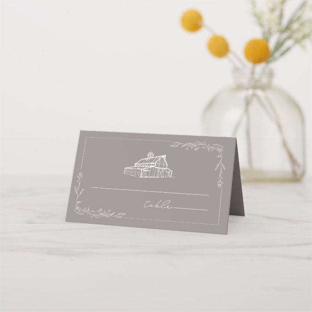 Placement Barne Rustique Amethyst Grey Mariage Carte de plac (Devant)