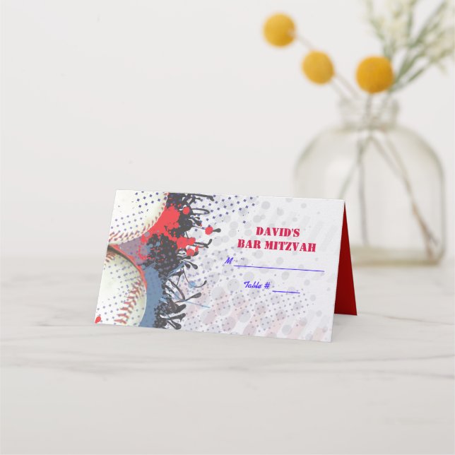 Placement BASEBALL SPLATTER Bar Mitzvah Carte de siège (Devant)