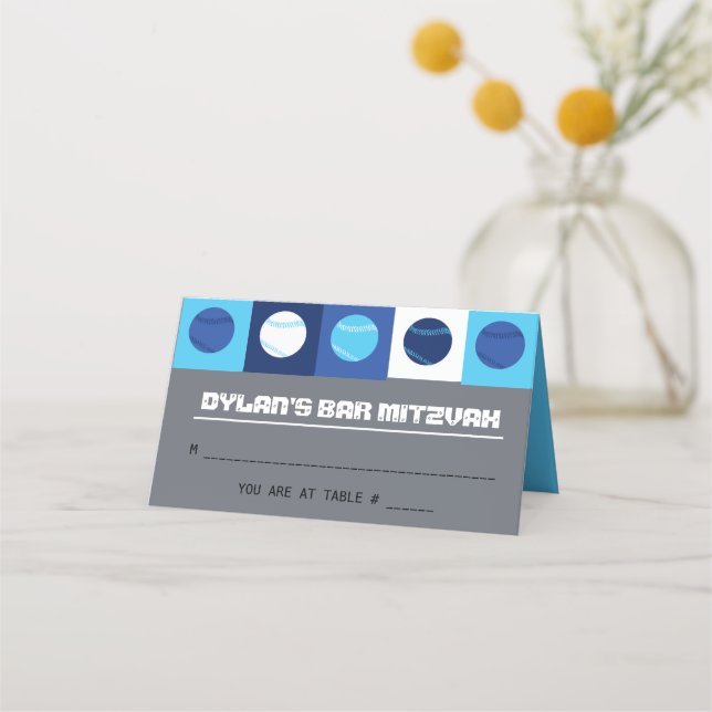 Placement Bat mitzvah de BASEBALL table assise carte d'escor (Devant)