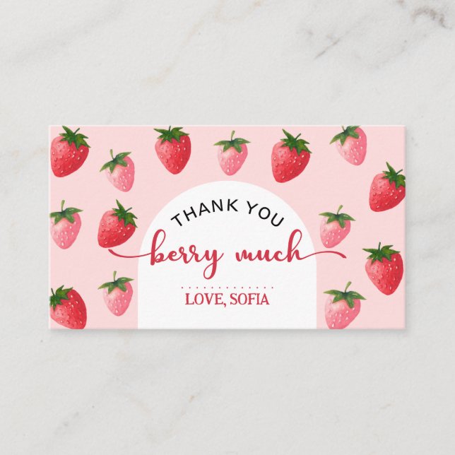 Placement Berry fraise Premier Carte de remerciements d'anni (Devant)