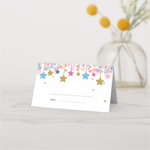 Placement Bleu or rose scintille Carte de remerciements