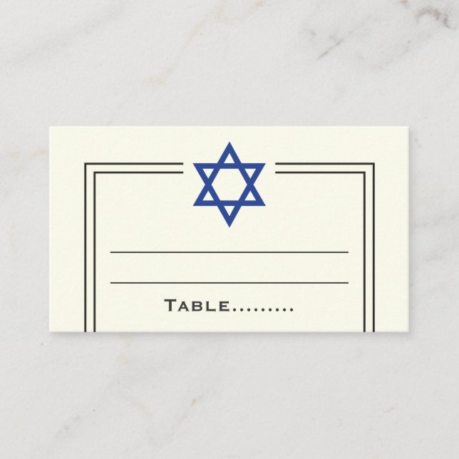 Placement Blue Star de David Bar Mitzvah carte de place (Devant)