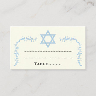 Placement Blue Star de David damask Bat mitzvah carte de pla
