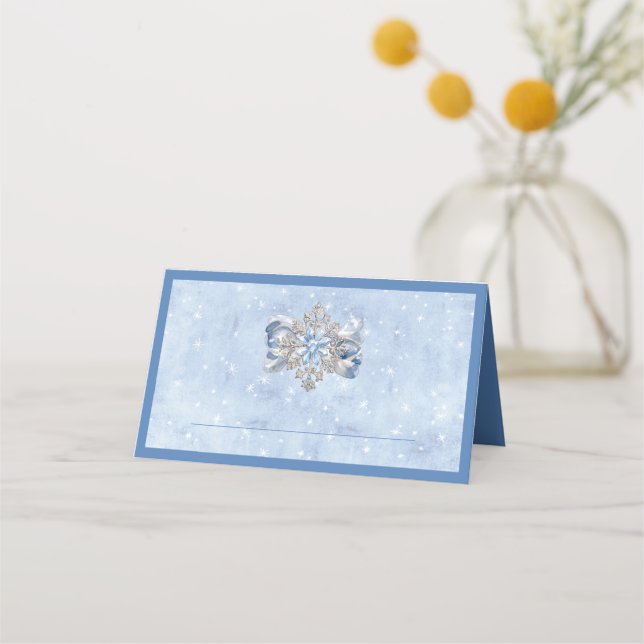 Placement Brochure Blue Snowflake Table de vacances Carte de (Devant)