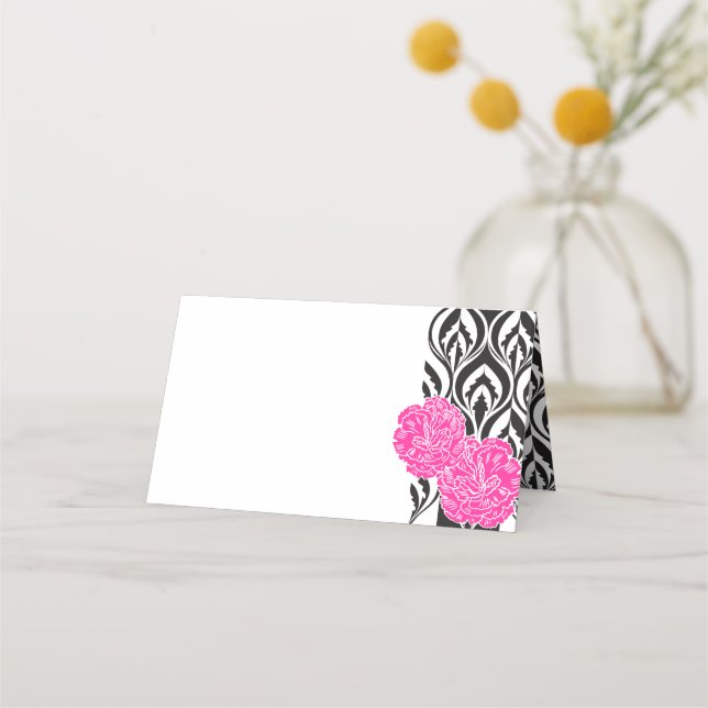 Placement Carnation rose luxueuse carte de place invités (Devant)