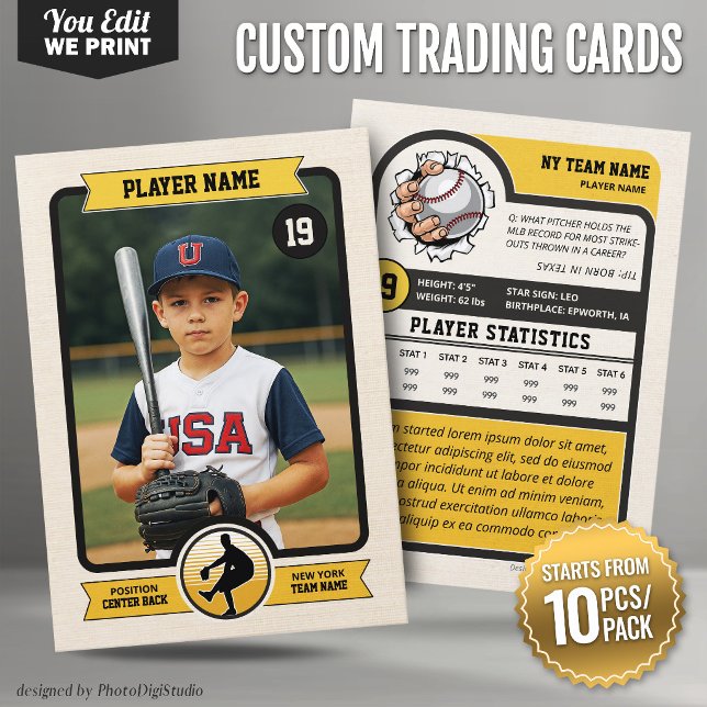 Placement Carte à collectionner de baseball personnalisée vi (Vintage Custom Baseball Trading Card 10 pcs/pack)