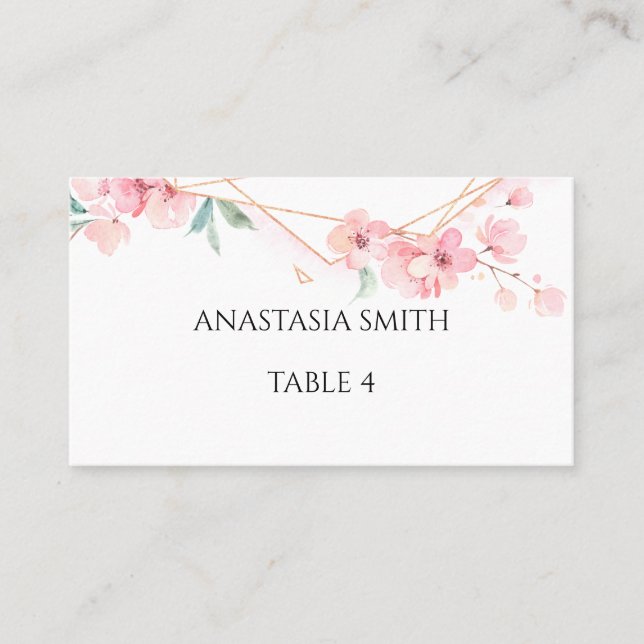 Placement Carte avec le nom et le numéro de la table. (Devant)