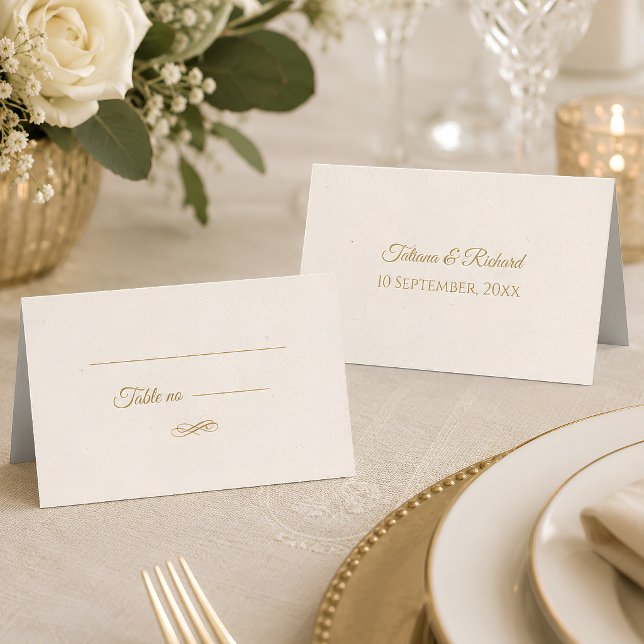 Placement Carte d'accompagnement de mariage à l'écriture dor (Elegant Gold Script Wedding Place Card)