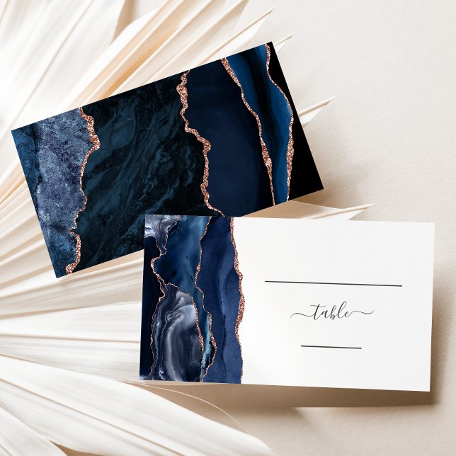 Placement Carte d'accompagnement de mariage chic bleu marine (Créateur téléchargé)