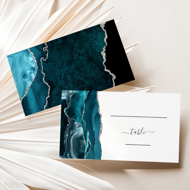 Placement Carte d'accompagnement de mariage chic bleu sarcel (Créateur téléchargé)