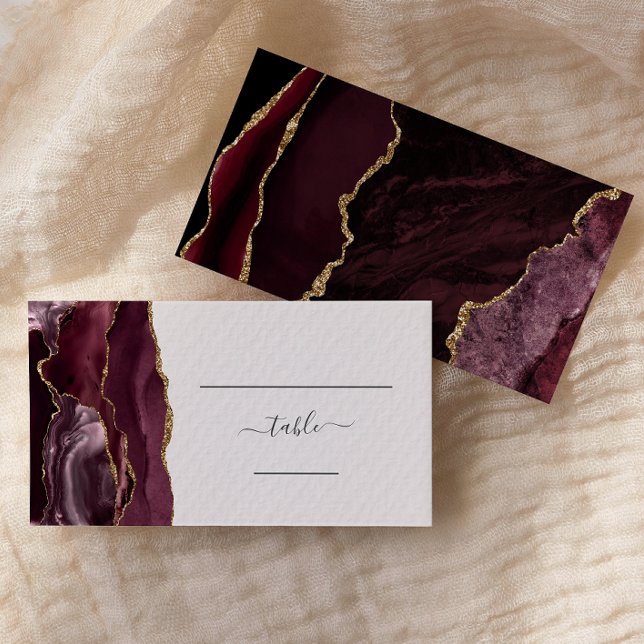 Placement Carte d'accompagnement de mariage chic Bourgogne o (Créateur téléchargé)