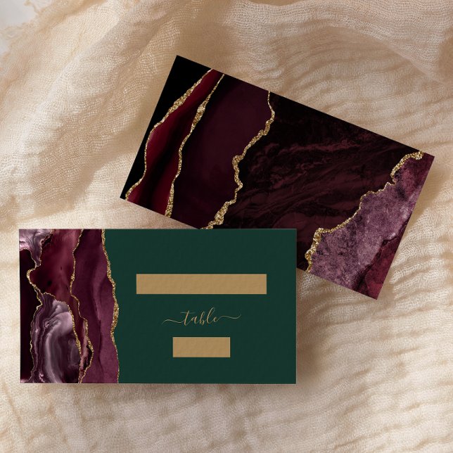 Placement Carte d'accompagnement de mariage chic Bourgogne O (Créateur téléchargé)