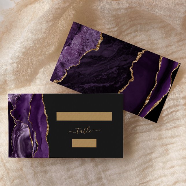 Placement Carte d'accompagnement de mariage chic violet or a (Créateur téléchargé)