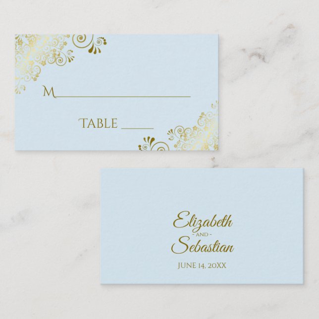 Placement Carte d'accompagnement de mariage élégante en bleu (Devant / Derrière)