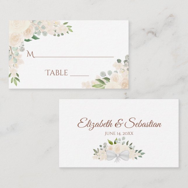 Placement Carte d'accompagnement de mariage élégante florale (Devant / Derrière)