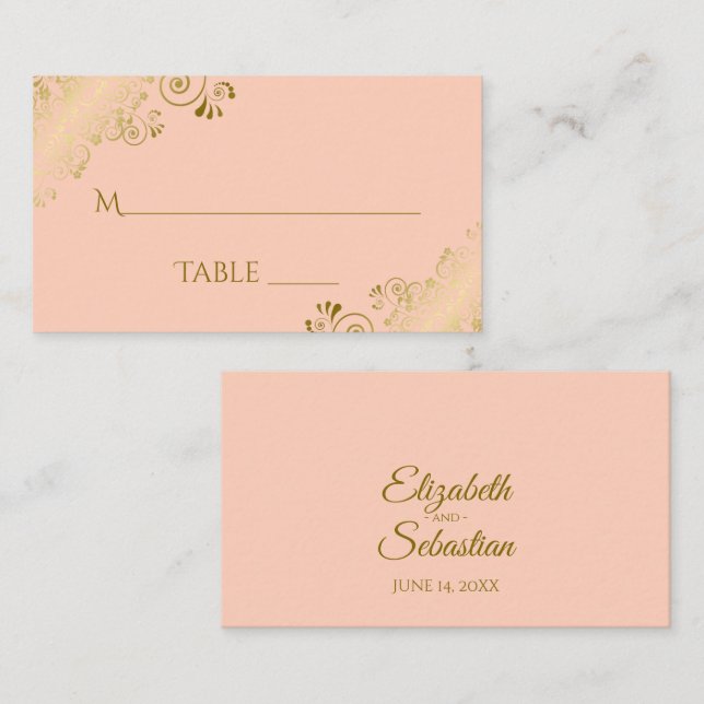 Placement Carte d'accompagnement de mariage en corail pêche  (Devant / Derrière)