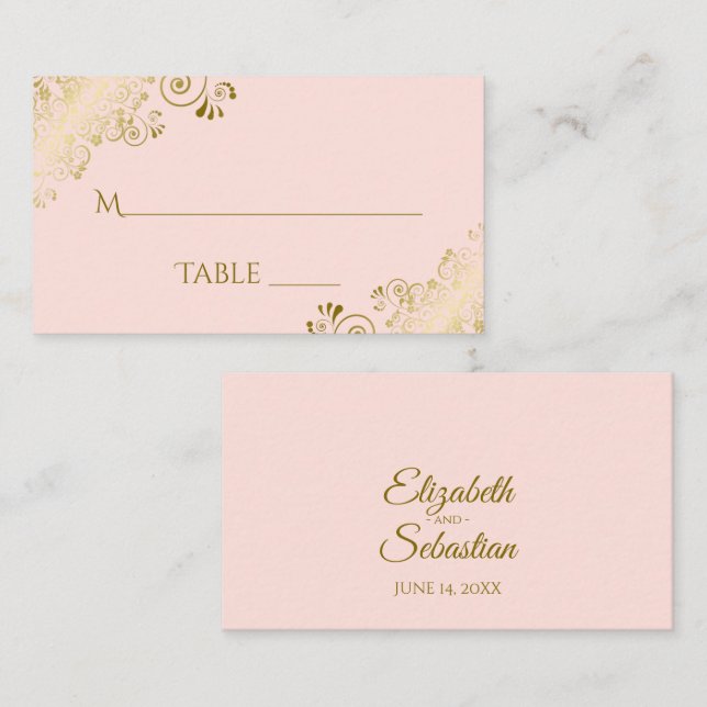 Placement Carte d'accompagnement de mariage en dentelle doré (Devant / Derrière)