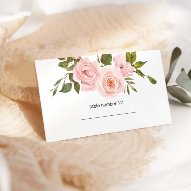 Placement Carte d'accompagnement de mariage floral Roses Ros (Créateur téléchargé)