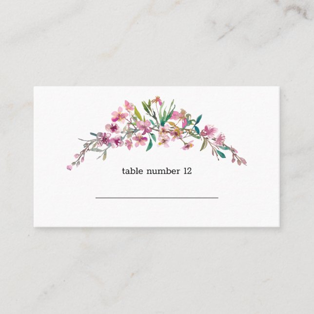 Placement Carte d'accompagnement de mariage florale à fleurs (Devant)